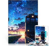 Puzzles de 1000 pièces pour Adolescents Train sous Un Ciel étoilé Jouet éducatif d'apprentissage Interaction Parent-Enfant 50x70cm