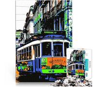 Puzzles de 1000 pièces pour Adolescents Tramway Vintage à Lisbonne Coupe de précision Offrir en Cadeau à Toute la Famille 38x26cm