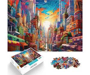 Puzzles de 1000 pièces pour Adolescents Trippy City - La Cité des Illusions Casse-tête pour Décoration d'intérieur 38x26cm