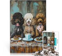Puzzles de 1000 pièces pour Adolescents Trois caniches avec des friandises et du café Jeu intellectuel Une œuvre d'art 75x50cm