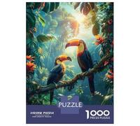 Puzzles De 1000 Pièces pour Adolescents Tropical Forest Toucans Puzzle Adulte Jeu Manuel Améliore La Mémoire Réduit Le Stress Cadeaux 38x26cm/1000pcs