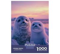 Puzzles De 1000 Pièces pour Adolescents Two Baby Seals at Sunset Puzzle Adulte Jeu Manuel Défi Difficile Cadeaux pour Amis Et Famille 52x38cm/1000pcs