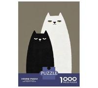 Puzzles De 1000 Pièces pour Adolescents Two Cats Black and White Puzzle pour Adolescents Améliore La Mémoire Stimulant À Compléter Apprentissage Jouets Éducatifs 70x50cm/1000pcs
