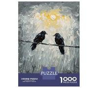 Puzzles De 1000 Pièces pour Adolescents Two Ravens on A Wire Painting Puzzle pour Adultes Jouet Décoration Murale Défi Difficile À Compléter 70x50cm/1000pcs