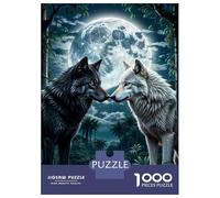 Puzzles De 1000 Pièces pour Adolescents Two Wolf in Forest Moon Puzzles pour Adultes, Jouets Anti-Stress, Décoration Murale, Cadeaux d'anniversaire Et Cadeaux Uniques 70x50cm/1000pcs