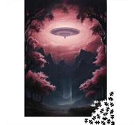 Puzzles De 1000 Pièces Pour Adolescents UFO Over Cherry Blossom Valley Puzzles Pour Adolescents - Niveau De Difficulté : Difficile - Chaque Pièce Est Unique - Cadeau D'anniversaire, Cadeaux, 52x38cm/1
