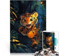 Puzzles de 1000 pièces pour Adolescents Un Mignon bébé Tigre dans la Jungle Jeux éducatifs pour la décoration intérieure 52x38cm