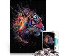 Puzzles de 1000 pièces pour Adolescents Un Tigre majestueux avec sa crinière tourbillonnant dans Le Vent Casse-tête pour Idées Cadeaux 75x50cm