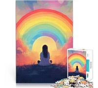 Puzzles de 1000 pièces pour Adolescents Une Fille regardant Un Arc-en-Ciel défi éducatif est idéal comme Cadeau pour Toute la Famille 52x38cm