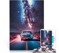 Puzzles de 1000 pièces pour Adolescents Une Voiture sous la Voie Lactée Jeux éducatifs avec Affiche et Feuille de Questions correspondantes 52x38cm
