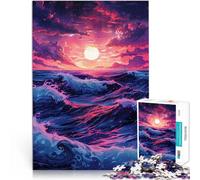 Puzzles de 1000 pièces pour Adolescents Vagues de Plage rétro Jeu Familial Anti-Stress Défi Difficile Jeu de défi Unique 38x26cm