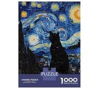 Puzzles De 1000 Pièces pour Adolescents Van Gogh Cat Stary Night Puzzles pour Adultes, Jeu Familial, Assemblage De Motifs, Cadeaux d'anniversaire Uniques 70x50cm/1000pcs