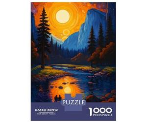 Puzzles De 1000 Pièces pour Adolescents Vibrant Mountain River Landscape Painting Puzzle Adulte Jeu Manuel Cadeaux pour Femmes pour Anniversaire, Noël 70x50cm/1000pcs