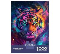 Puzzles De 1000 Pièces pour Adolescents Vibrant Tiger Art -1 Puzzle Adulte Jeu Manuel Amusant Et Humoristique Cadeau Anti-Stress 70x50cm/1000pcs