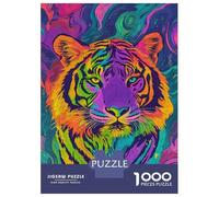 Puzzles De 1000 Pièces pour Adolescents Vibrant Tiger Art -5 Puzzles pour Adolescents, Jouets À Monter Soi-même, Analyse Et Logique, Cadeau d'anniversaire Ou De Noël 52x38cm/1000pcs