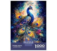 Puzzles De 1000 Pièces pour Adolescents Vibrant Watercolor Peacock Puzzles pour Adolescents Découpe De Précision Stimule Le Cerveau Cadeaux Anti-Stress 70x50cm/1000pcs