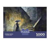 Puzzles De 1000 Pièces pour Adolescents Vintage Woman with Umbrella Painting Puzzles pour Adolescents, Jouets À Monter Soi-même, Analyse Et Logique, Cadeau d'anniversaire Ou De Noël 38x26cm/1000pcs