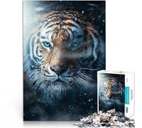 Puzzles de 1000 pièces pour Adolescents Visage de Tigre Sauvage des neiges Casse-tête Cadeau d'anniversaire, Cadeaux, décoration Murale 38x26cm