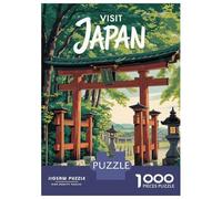 Puzzles De 1000 Pièces pour Adolescents Visit Japan Torii Gate Illustration Puzzles pour Adultes Jeux Amusants Difficile Difficile À Terminer 38x26cm/1000pcs