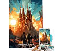 Puzzles de 1000 pièces pour Adolescents Visitez Sagrada Familia Jeu de Puzzle Familial pour Adolescents Décoration Murale pour Anniversaire Noël (Dimensions 38x52cm)