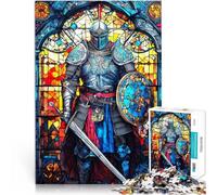 Puzzles de 1000 pièces pour Adolescents Vitrail du Guerrier Paladin Difficile et défi est idéal comme Cadeau pour Toute la Famille 38x26cm