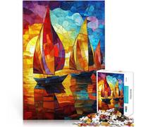 Puzzles de 1000 pièces pour Adolescents Voiliers au Coucher du Soleil défi éducatif Renforcer l'amour Entre Les Couples 38x26cm