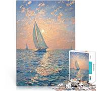Puzzles de 1000 pièces pour Adolescents Voiliers au Coucher du Soleil Jeu Stimulant Jeu éducatif pour Anniversaire, Noël 38x26cm