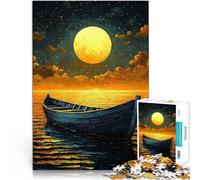 Puzzles de 1000 pièces pour Adolescents Voyage en Bateau au Clair de Lune~ Jeu de Quiz Car C'est Un pour Toute la Famille 52x38cm