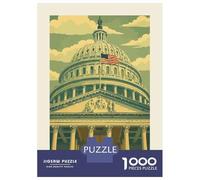 Puzzles De 1000 Pièces pour Adolescents Washington D.C. Capitol Building Illustration Puzzle pour Adolescents Améliore La Mémoire Stimulant À Compléter Apprentissage Jouets Éducatifs 52x38cm/1000pcs
