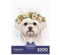 Puzzles De 1000 Pièces pour Adolescents Watercolor Maltese Dog Art Puzzles pour Adolescents - Jeu Manuel - Décoration Murale - Défi À Relever 70x50cm/1000pcs