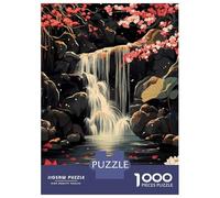 Puzzles De 1000 Pièces pour Adolescents Waterfall Serenity Cherry Blossoms Lotus Japanese Puzzle pour Adultes Jouet Décoration Murale Défi Difficile À Compléter 52x38cm/1000pcs