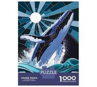 Puzzles De 1000 Pièces pour Adolescents Whale Leaping from Waves Stained Glass Puzzles pour Adolescents - Jeu Manuel pour Améliorer La Mémoire - Cadeaux pour Les Amis Et La Famille 38x26cm/1000pcs
