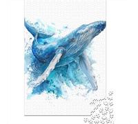 Puzzles De 1000 Pièces pour Adolescents Whale Watercolor Art Print Puzzles pour Adolescents Jeux Relaxants pour S'amuser en Famille Offrez-Leur Un Cadeau 70x50cm/1000pcs