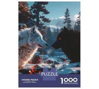 Puzzles De 1000 Pièces pour Adolescents White and Black Wolves in Winter Puzzles pour Adolescents : Un Jeu Éducatif Amusant Et Humoristique, Un Défi Intellectuel 70x50cm/1000pcs