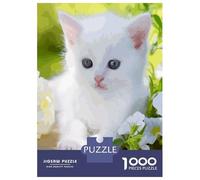 Puzzles De 1000 Pièces pour Adolescents White Cat Puzzle Jeux De Famille Décoration Intérieure Cadeaux d'anniversaire Uniques 38x26cm/1000pcs