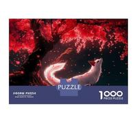 Puzzles De 1000 Pièces pour Adolescents White Fox Under Cherry Blossoms Puzzle Adulte Jeu Manuel Cadeaux pour Femmes pour Anniversaire, Noël 70x50cm/1000pcs
