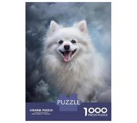 Puzzles De 1000 Pièces pour Adolescents White Pomeranian Dog Puzzle Adulte Jeu Manuel Cadeaux pour Femmes pour Anniversaire, Noël 38x26cm/1000pcs