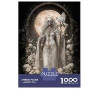 Puzzles De 1000 Pièces pour Adolescents White Santa Muerte with Owl and Roses Puzzle Jeux De Famille Décoration Intérieure Cadeaux d'anniversaire Uniques 52x38cm/1000pcs
