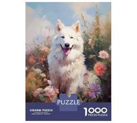 Puzzles De 1000 Pièces pour Adolescents White Swiss Shepherd Dog Puzzle Adulte Jeu Manuel Améliore La Mémoire Réduit Le Stress Cadeaux 52x38cm/1000pcs