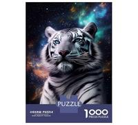 Puzzles De 1000 Pièces pour Adolescents White Tiger Galaxy Animal Puzzles pour Adultes, Jouets Anti-Stress, Décoration Murale, Cadeaux d'anniversaire Et Cadeaux Uniques 70x50cm/1000pcs