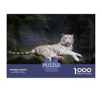 Puzzles De 1000 Pièces pour Adolescents White Tiger Resting on Rock Puzzles pour Adolescents - Jeu Manuel - Décoration Murale - Défi À Relever 70x50cm/1000pcs