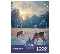 Puzzles De 1000 Pièces pour Adolescents Winter Deer in Snowy Forest Christmas Puzzles pour Adolescents, Jouets Anti-Stress, Cadeaux pour Femmes, Cadeaux Anti-Stress 70x50cm/1000pcs