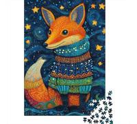 Puzzles De 1000 Pièces pour Adolescents Winter Fox Sweater Art Print Puzzles pour Adolescents, Jouets À Monter Soi-même, Analyse Et Logique, Cadeau d'anniversaire Ou De Noël 70x50cm/1000pcs