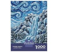 Puzzles De 1000 Pièces pour Adolescents Winter Waterfall Landscape Painting Puzzles pour Adultes Assemblage De Motifs Stimule Le Cerveau Jeu Stimulant 52x38cm/1000pcs