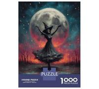 Puzzles De 1000 Pièces pour Adolescents Witch Skeleton Dancing Under Full Moon Puzzles pour Adolescents, Jouets À Monter Soi-même, Analyse Et Logique, Cadeau d'anniversaire Ou De Noël 38x26cm/1000pcs