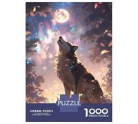 Puzzles De 1000 Pièces pour Adolescents Wolf Howling at The Moon Puzzles pour Adolescents Jeux Relaxants pour S'amuser en Famille Offrez-Leur Un Cadeau 38x26cm/1000pcs