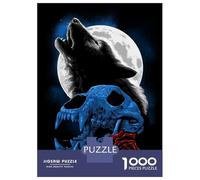 Puzzles De 1000 Pièces pour Adolescents Wolf Howling Moon Puzzle Adulte, Jouet, Décoration Murale, Art Mural, Cadeaux d'anniversaire Uniques 38x26cm/1000pcs
