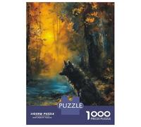 Puzzles De 1000 Pièces pour Adolescents Wolf in Autumn Forest Painting Puzzles pour Adolescents : Un Jeu Éducatif Amusant Et Humoristique, Un Défi Intellectuel 70x50cm/1000pcs