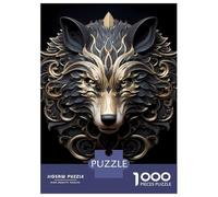 Puzzles De 1000 Pièces pour Adolescents Wolf in Gold and Black Puzzle Adulte Jeu Manuel Améliore La Mémoire Réduit Le Stress Cadeaux 70x50cm/1000pcs