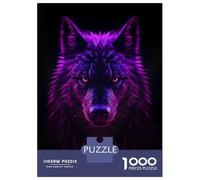 Puzzles De 1000 Pièces pour Adolescents Wolf Magenta Neon Puzzles pour Adultes, Jouets Anti-Stress, Défi Difficile, Cadeaux d'anniversaire Et Cadeaux Uniques 52x38cm/1000pcs